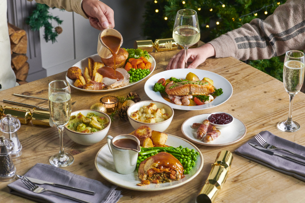 Christmas festive group dish shot at Whitbread inns 